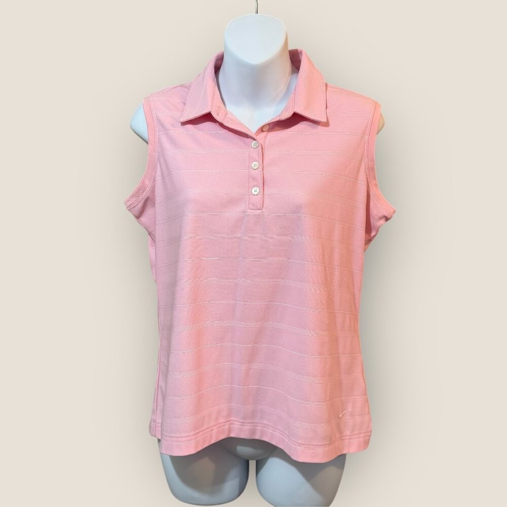 Nike Golf Pink Sleeveless Polo Shirt Dri-Fit Womens Athletic Top Size Medium